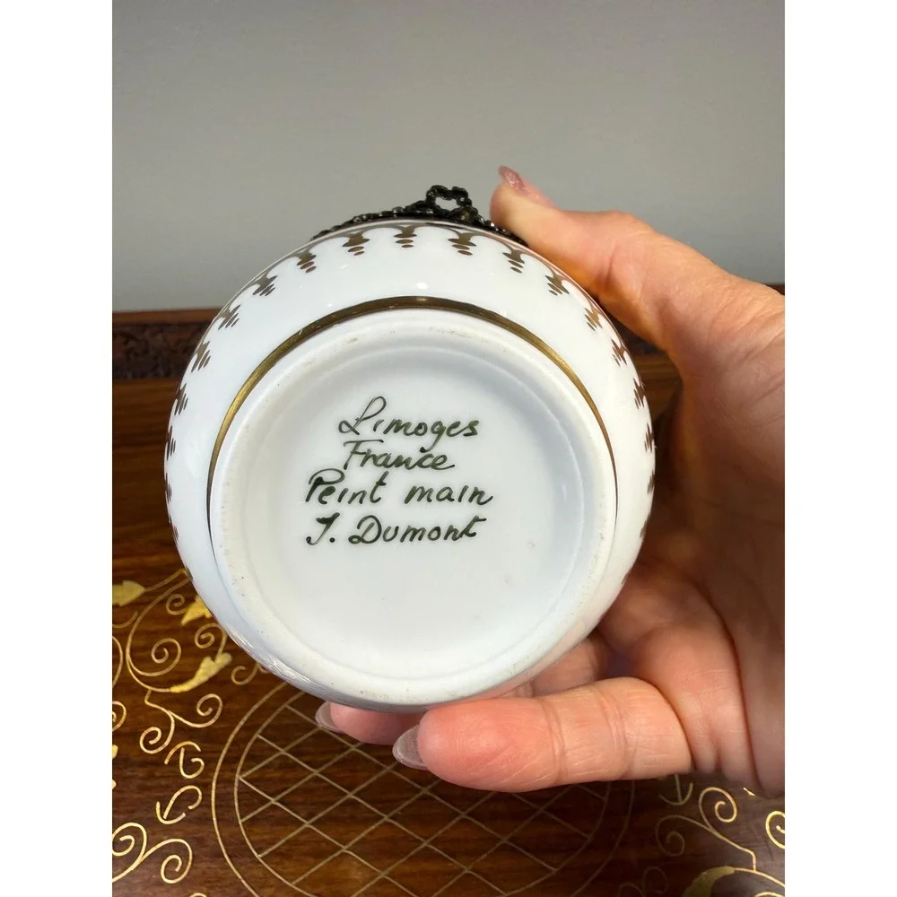 Vintage Limoges Hand Painted Egg Trinket Box